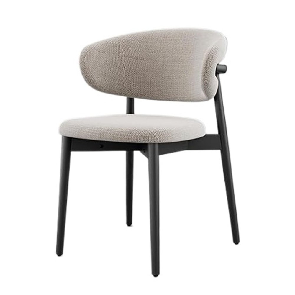 Adjustable Office Computer Chair with Armrest 1pcs Solid Wood Dining Chairs Modern Fabric Upholstered with Curved Padded Backrest(Black)