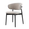 Adjustable Office Computer Chair with Armrest 1pcs Solid Wood Dining Chairs Modern Fabric Upholstered with Curved Padded Backrest(Black) view 1