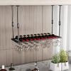 Adjustable Hanging Wine Rack Vintage Wrought Iron Floating Rack Retro Country Style Kitchen Restaurant Bar Wine Cellar Storage Expandable Width and Height 100/120cm Lengt view 1
