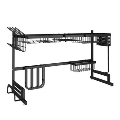 YHdtUO Kitchen Bathroom Storage Shelf Kitchen Hooks Craft Shelf Cooker Shelf Kitchen Multi-Purpose Organizer Shelf Rack Countertop & Wall Mounted,Black-One Size