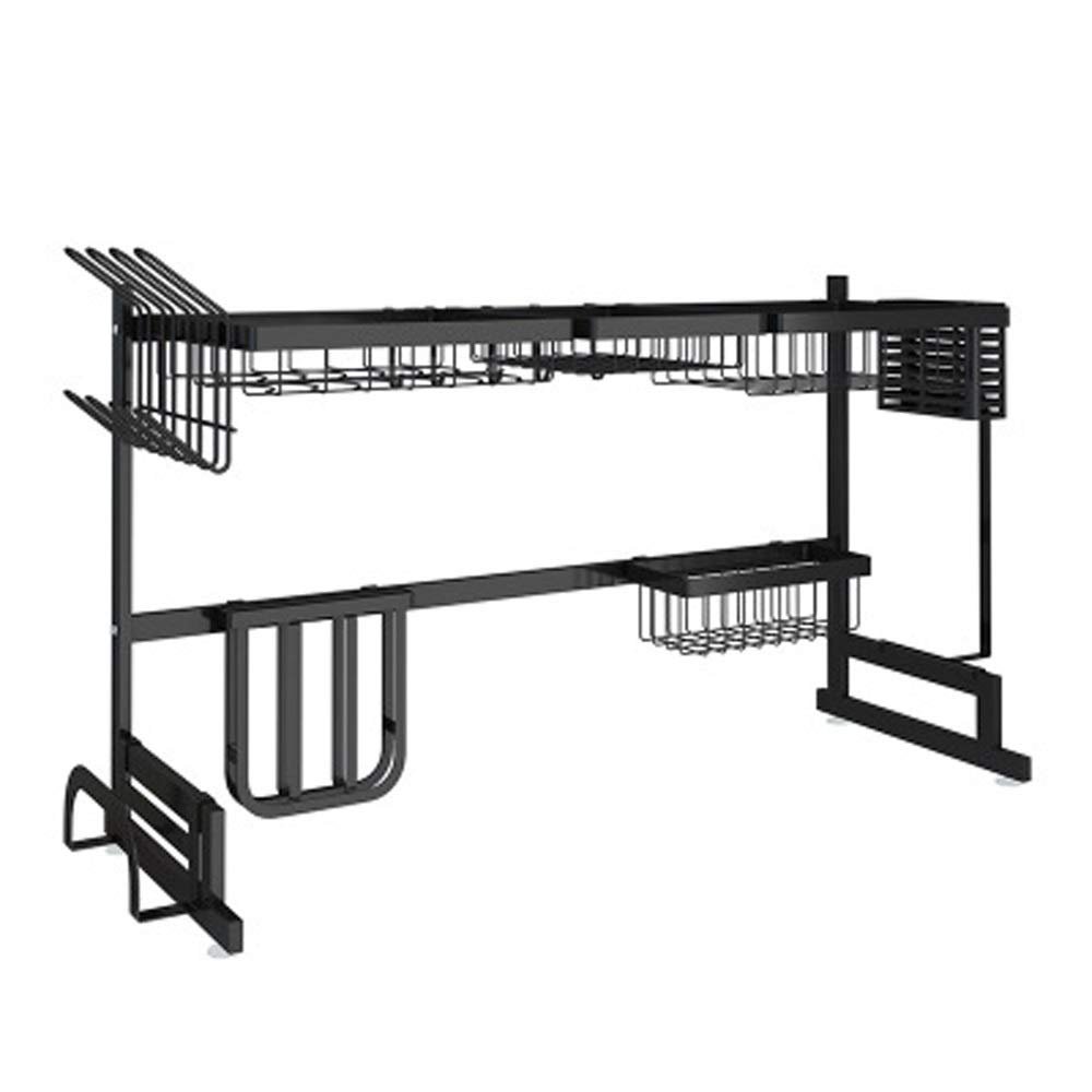 YHdtUO Kitchen Bathroom Storage Shelf Kitchen Hooks Craft Shelf Cooker Shelf Kitchen Multi-Purpose Organizer Shelf Rack Countertop & Wall Mounted,Black-One Size
