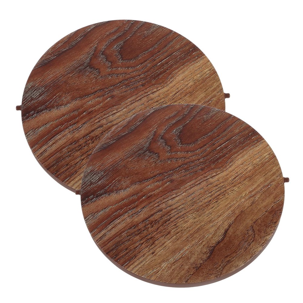 GLEAVI 2Pcs Heavy Duty Wood Grain Garbage Can Lid Easy to Clean Plastic Trash Can Covers Effortless Maintenance for Home Hotel Office Waste Containers