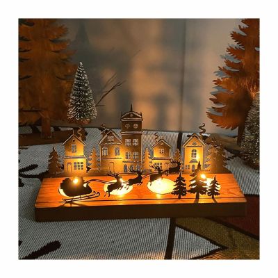 Table Centerpiece Black Wooden and Iron Christmas Candle Holder Taper Candle Holders Decorative Candelabra for Patio Dining Table Desk Party New House Gift