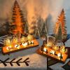 Table Centerpiece Black Wooden and Iron Christmas Candle Holder Taper Candle Holders Decorative Candelabra for Patio Dining Table Desk Party New House Gift view 2