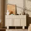 ALLHOMWIE 47" Wide Sideboard Buffet Cabinet with Storage, Modern Buffet with 3 Drawers and 3 Doors, Storage Cabinet with 2 Reinforced Legs for Kitchen, Living Room, Whitewashed Oak view 1