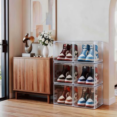 JECCICHY 6 Pack Shoe Organizer Clear, Shoe Storage Containers, Shoe Boxes