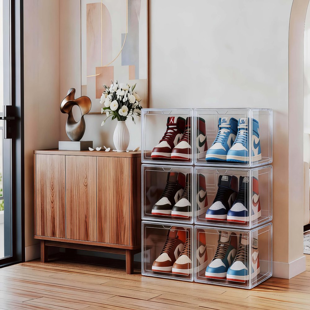 JECCICHY 6 Pack Shoe Organizer Clear, Shoe Storage Containers, Shoe Boxes