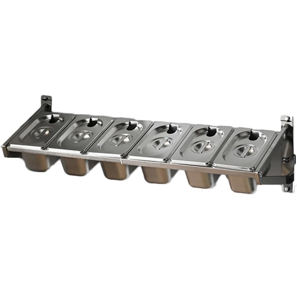 8 Pans Stainless Steel Wall Mount Spice Rack With Cover Kit,Multiple Retractable Compartments Organizer Holder,Countertop Storage Seasoning Box Depth 4IN(B/27.5X8.7X7IN-3PCS)