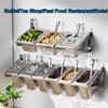 8 Pans Stainless Steel Wall Mount Spice Rack With Cover Kit,Multiple Retractable Compartments Organizer Holder,Countertop Storage Seasoning Box Depth 4IN(B/27.5X8.7X7IN-3PCS) view 3