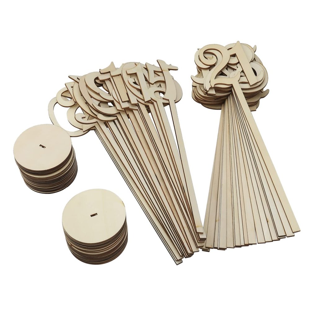 SOLUSTRE 40 Wooden Table Numbers with Base 1-40 Wedding Table Holders Elegant Decoration for Events Parties and Reception
