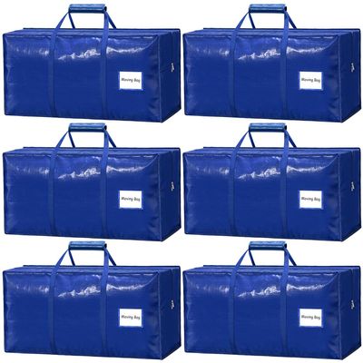 6 Pack Large Moving Bags Heavy Duty Reusable Storage Bags with Zippers & Handles | Extra-Large Packing Bags for Moving Boxes, Clothes, Bedding, Holiday Dcor & Home Storage