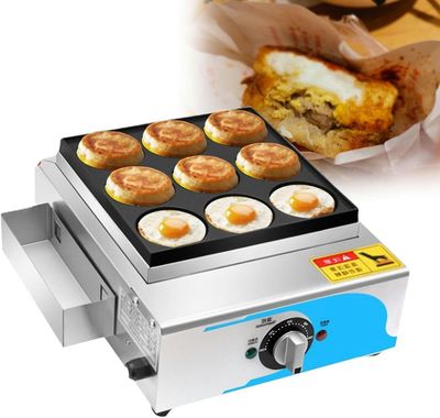 FENOKD Fried Egg Pan, Commercial Electric Heating Meat Hamburger Maker Griddle, Quickly & Evenly Heats Egg Burger Making Machine, 50-300Temperature Control Rapid Heating