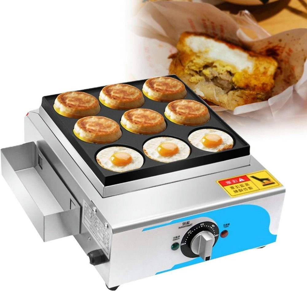 FENOKD Fried Egg Pan, Commercial Electric Heating Meat Hamburger Maker Griddle, Quickly & Evenly Heats Egg Burger Making Machine, 50-300Temperature Control Rapid Heating