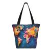 LHBWCVN Abstract World Map Tote Bag for Women Top-Handle Purse Large Shoulder Hobo Bags Casual Handbags Aesthetic Shopping Bag Reusable Grocery Bag Zipper Work Bag Travel Beach Bag view 3