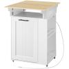 HOOBRO Kitchen Island with Trash Can Storage, Rolling Kitchen Island with Drop Leaf Countertop, Island Table with Power Outlet & Spice Rack, for 10 Gallon Garbage Bin, White and Natural WN33UZD01 view 1