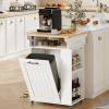 HOOBRO Kitchen Island with Trash Can Storage, Rolling Kitchen Island with Drop Leaf Countertop, Island Table with Power Outlet & Spice Rack, for 10 Gallon Garbage Bin, White and Natural WN33UZD01 view 2