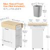 HOOBRO Kitchen Island with Trash Can Storage, Rolling Kitchen Island with Drop Leaf Countertop, Island Table with Power Outlet & Spice Rack, for 10 Gallon Garbage Bin, White and Natural WN33UZD01 view 4