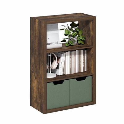 Furinno Viola Book Shelf, 3-Tier Bookshelf, Extra Thick Frame Bookcase with Open Shelf, Open Back Design, 11.3" x 23.2" x 35.9", for Living Room, Bedroom, Home Office, Amber Pine