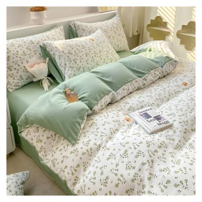 DJJSDMY Cotton Bedding Set Washed Soft Duvet Cover Bed Linen Pillowcase Single Double Queen King Full Size(Color 4,Ru Europe 4pcs)