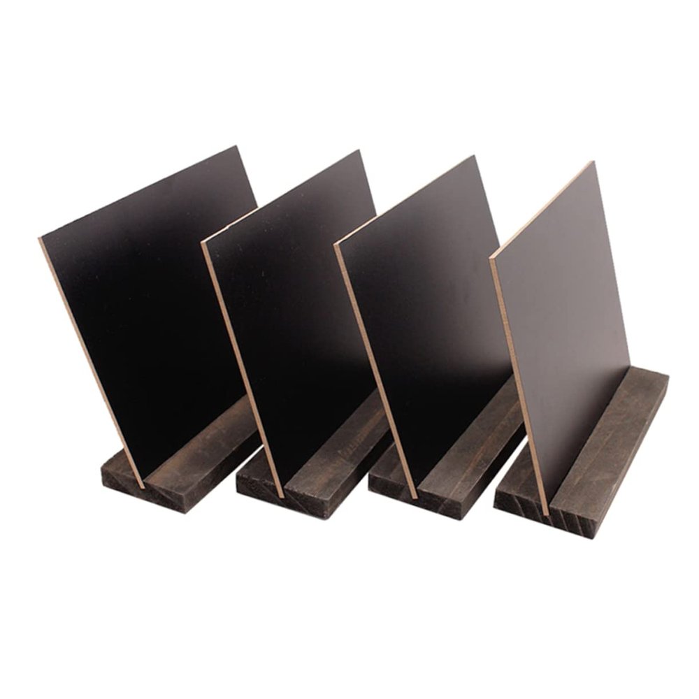 4Pcs Small Double Sided Chalkboard with Wood Base for Hotel Bar and Store Erasable Message Board for and Signage