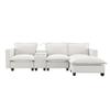 109 * 57 Modern Combo Cloud Sofa with Console, USB Charger, Reading Lights, Cup Holder, Wide Seats, 4-Seater Chenille Modular Sofa,Comfort and Safety view 4