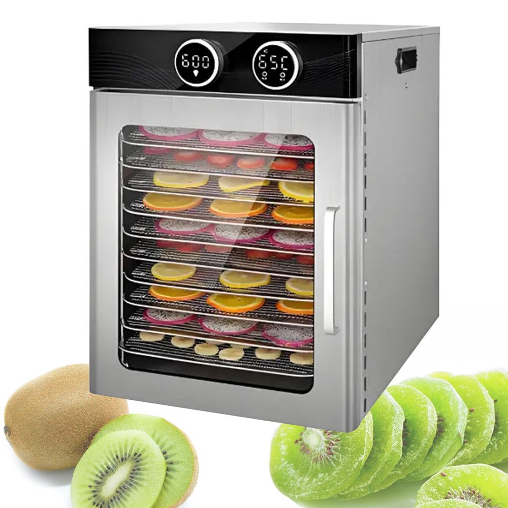 Commercial Food Dehydrator, 800W/1200W Large Capacity Food Dryer Machine for Jerky, Meat, Fruit - 86F-194F, 0-24 H, Stainless Steel Dehydrater Biltong Maker, 360 Drying Performance,10Layer