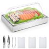 Uiifan Salad Bar Buffet Station for Home, Ice Food Serving Display Tray with Clear Roll Top Cover, Cold Food Buffet Server Trays with Clamps Spoons Ice Box for Restaurant Kitchen Party(Classic) view 1