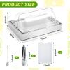 Uiifan Salad Bar Buffet Station for Home, Ice Food Serving Display Tray with Clear Roll Top Cover, Cold Food Buffet Server Trays with Clamps Spoons Ice Box for Restaurant Kitchen Party(Classic) view 2