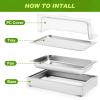 Uiifan Salad Bar Buffet Station for Home, Ice Food Serving Display Tray with Clear Roll Top Cover, Cold Food Buffet Server Trays with Clamps Spoons Ice Box for Restaurant Kitchen Party(Classic) view 3