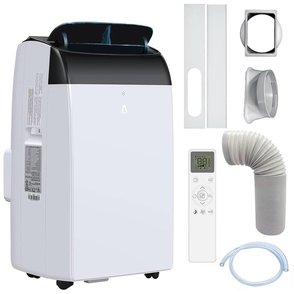 Takywep 12000 BTU Portable Air Conditioner with Dehumidifier & Fan, 3-In-1 AC Units Cools Up to 550 Sq. Ft., Standing Ac Unit with Remote Control for Rom, Auto Swing, Sleep Mode, Black Top Cover