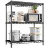 3 Tier Storage Shelves Metal Shelving Unit,Adjustable Wire Rack Pantry Kitchen Shelves,Small Shelf Wire Shelving for Laundry Office Bedroom Dorm Bathroom Closet 24" W x 30" H x 14" D Black Shelves view 1