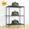 3 Tier Storage Shelves Metal Shelving Unit,Adjustable Wire Rack Pantry Kitchen Shelves,Small Shelf Wire Shelving for Laundry Office Bedroom Dorm Bathroom Closet 24" W x 30" H x 14" D Black Shelves view 2