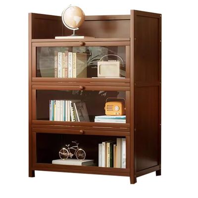 3/4-Tier Curio Cabinet Flip Door Display Case Curio Display Cabinet with Doors and Shelves Bamboo Storage Cabinet With Acrylic Cabinet Door Collectibles Toy Organizers Rack & Display Shelf(4tier,50cm)