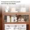 3/4-Tier Curio Cabinet Flip Door Display Case Curio Display Cabinet with Doors and Shelves Bamboo Storage Cabinet With Acrylic Cabinet Door Collectibles Toy Organizers Rack & Display Shelf(4tier,50cm) view 3