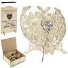 Wedding Guest Book Alternative, Rustic Wood Guest Book Wedding Reception Sign with Heart Picture Frame & 100 Wood Hearts Chips & Drop Box & Pen, Heart Guestbook Souvenirs Decor for Personalized Party view 1