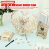 Wedding Guest Book Alternative, Rustic Wood Guest Book Wedding Reception Sign with Heart Picture Frame & 100 Wood Hearts Chips & Drop Box & Pen, Heart Guestbook Souvenirs Decor for Personalized Party view 2