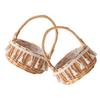 Zerodeko 2pcs Small Woven Rattan Flower Girl Baskets Handles Rustic Round Design 11cm Diameter for Weddings and Easter Decor view 1