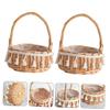 Zerodeko 2pcs Small Woven Rattan Flower Girl Baskets Handles Rustic Round Design 11cm Diameter for Weddings and Easter Decor view 3