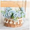 Zerodeko 2pcs Small Woven Rattan Flower Girl Baskets Handles Rustic Round Design 11cm Diameter for Weddings and Easter Decor view 4