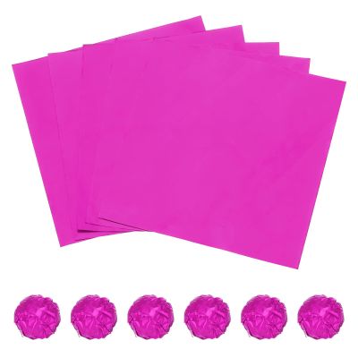 MECCANIXITY 5 Inch Rose Red Foil Candy Wrappers 100Pcs Aluminum Foil Glossy Chocolate Foil Wrappers Square for Caramel Candies Decoration