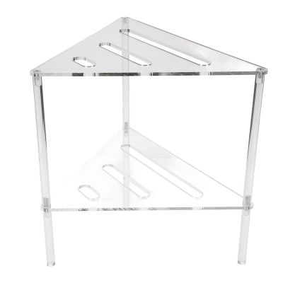 ASHATA Acrylic Corner Shower Caddy, 2 Tier Floor Standing Hollowed Corner Shelf Organizer, Bathroom Shelves Stand Rack, Shower Caddy Stand