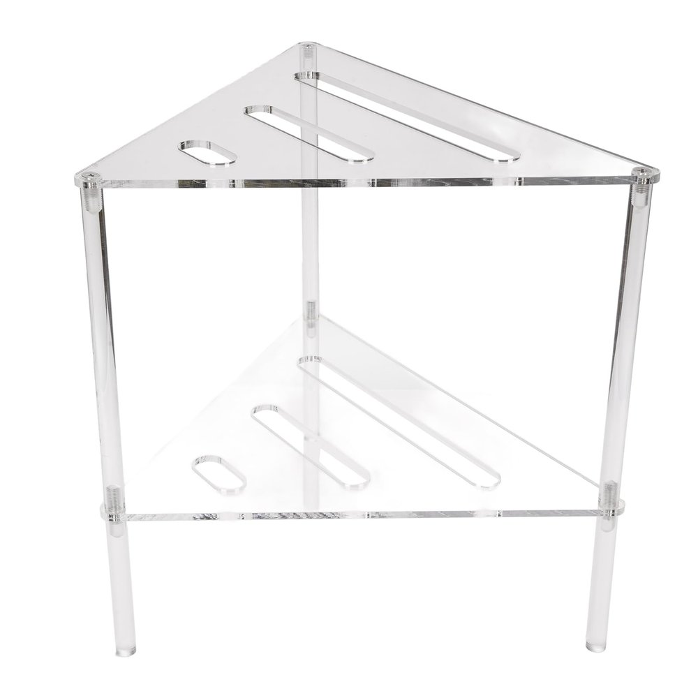 ASHATA Acrylic Corner Shower Caddy, 2 Tier Floor Standing Hollowed Corner Shelf Organizer, Bathroom Shelves Stand Rack, Shower Caddy Stand