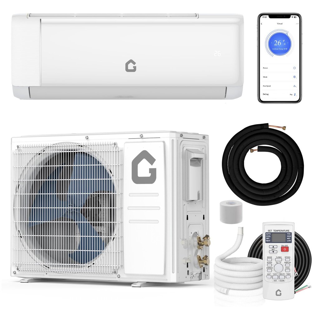 12000 BTU Mini Split Air Conditioner,22 SEER2 Cools & Heats 750 Sq.Ft,Energy Star,Work with Alexa,Inverter Technology,Smart DC Inverter Heat Pump System,WiFi/Remote Control,Installation Parts Included