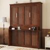 KEIKI Queen Murphy Bed with Desk & Gas Struts, Space Saving Wall Bed Cabinet, Foldable Hidden Bed Frame for Home Office Guest Room, Modern Wood Murphy Bed Furniture, No Mattress, Walnut view 1