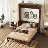 KEIKI Queen Murphy Bed with Desk & Gas Struts, Space Saving Wall Bed Cabinet, Foldable Hidden Bed Frame for Home Office Guest Room, Modern Wood Murphy Bed Furniture, No Mattress, Walnut view 3