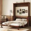 KEIKI Queen Murphy Bed with Desk & Gas Struts, Space Saving Wall Bed Cabinet, Foldable Hidden Bed Frame for Home Office Guest Room, Modern Wood Murphy Bed Furniture, No Mattress, Walnut view 4