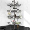 KEGII Corner Shower Caddy Tension Pole with Soap Dish & Razor Holder, Adjustable Bathroom Organizer with Hooks, 25-114.2 Inch Rustproof Storage Shelf for Renters & Apartments, Gunmetal Gray view 1