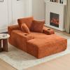 66" Oversized Chaise Lounge Sofa Chair Indoor, Modern Corduroy Single Sleeper Couch Chair with 3 Soft PillowsCup Holder, Boneless Cloud Couch Single Seat Sofa Bed for Living Room Office (Brown) view 1