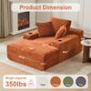 66" Oversized Chaise Lounge Sofa Chair Indoor, Modern Corduroy Single Sleeper Couch Chair with 3 Soft PillowsCup Holder, Boneless Cloud Couch Single Seat Sofa Bed for Living Room Office (Brown) view 2