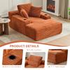 66" Oversized Chaise Lounge Sofa Chair Indoor, Modern Corduroy Single Sleeper Couch Chair with 3 Soft PillowsCup Holder, Boneless Cloud Couch Single Seat Sofa Bed for Living Room Office (Brown) view 3